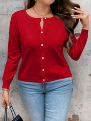 Cardigan de Manga Longa Botões na Frente - Gisele. Plus Size