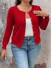 Cardigan de Manga Longa Botões na Frente - Gisele. Plus Size