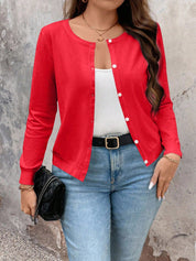 Cardigan de Manga Longa Botões na Frente - Gisele. Plus Size