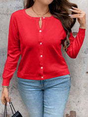 Cardigan de Manga Longa Botões na Frente - Gisele. Plus Size