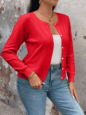 Cardigan de Manga Longa Botões na Frente - Gisele. Plus Size