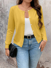 Cardigan de Manga Longa Botões na Frente - Gisele. Plus Size