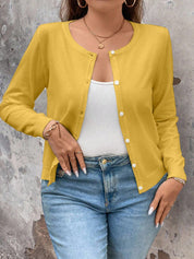 Cardigan de Manga Longa Botões na Frente - Gisele. Plus Size