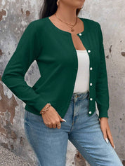 Cardigan de Manga Longa Botões na Frente - Gisele. Plus Size
