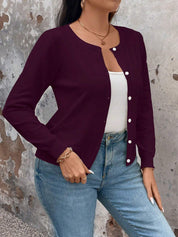 Cardigan de Manga Longa Botões na Frente - Gisele. Plus Size