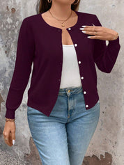 Cardigan de Manga Longa Botões na Frente - Gisele. Plus Size