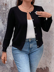 Cardigan de Manga Longa Botões na Frente - Gisele. Plus Size