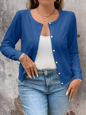 Cardigan de Manga Longa Botões na Frente - Gisele. Plus Size