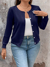 Cardigan de Manga Longa Botões na Frente - Gisele. Plus Size