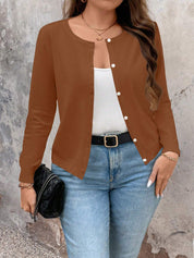 Cardigan de Manga Longa Botões na Frente - Gisele. Plus Size