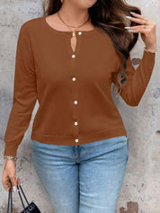 Cardigan de Manga Longa Botões na Frente - Gisele. Plus Size