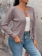 Cardigan de Manga Longa Botões na Frente - Gisele. Plus Size