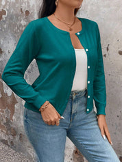 Cardigan de Manga Longa Botões na Frente - Gisele. Plus Size
