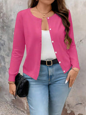 Cardigan de Manga Longa Botões na Frente - Gisele. Plus Size