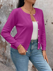 Cardigan de Manga Longa Botões na Frente - Gisele. Plus Size