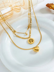 Colar Feminino Pingente com Design de Árvore da Vida e Coração de Aço Inoxidável - Désirée