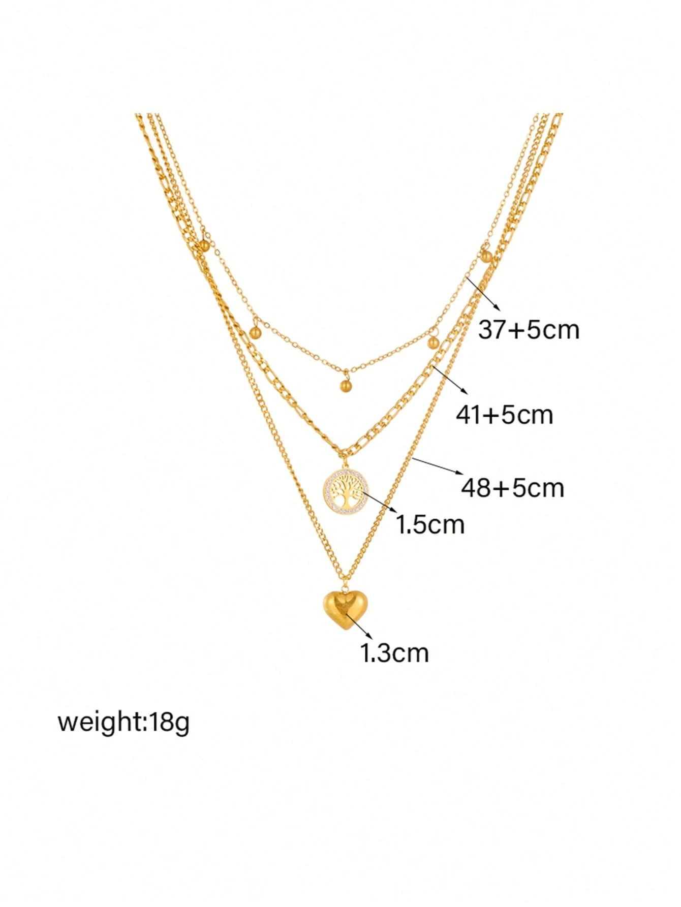 Colar Feminino Pingente com Design de Árvore da Vida e Coração de Aço Inoxidável - Désirée