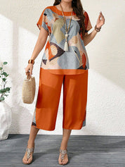 Conjunto Feminino de Blusa e Calça Gina. Plus Size.