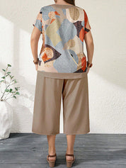 Conjunto Feminino de Blusa e Calça Gina. Plus Size.