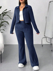 Conjunto Feminino Plus Size de 2 Peças Jaqueta com Capuz e Calça - Cristina