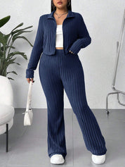 Conjunto Feminino Plus Size de 2 Peças Jaqueta com Capuz e Calça - Cristina