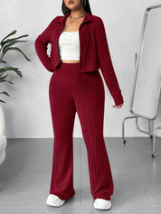 Conjunto Feminino Plus Size de 2 Peças Jaqueta com Capuz e Calça - Cristina