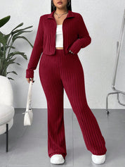 Conjunto Feminino Plus Size de 2 Peças Jaqueta com Capuz e Calça - Cristina