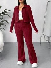 Conjunto Feminino Plus Size de 2 Peças Jaqueta com Capuz e Calça - Cristina