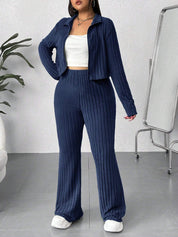 Conjunto Feminino Plus Size de 2 Peças Jaqueta com Capuz e Calça - Cristina