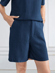 Conjunto Feminino de 2 Peças Blusa e Shorts de Comprimento no Joelho - Cilia