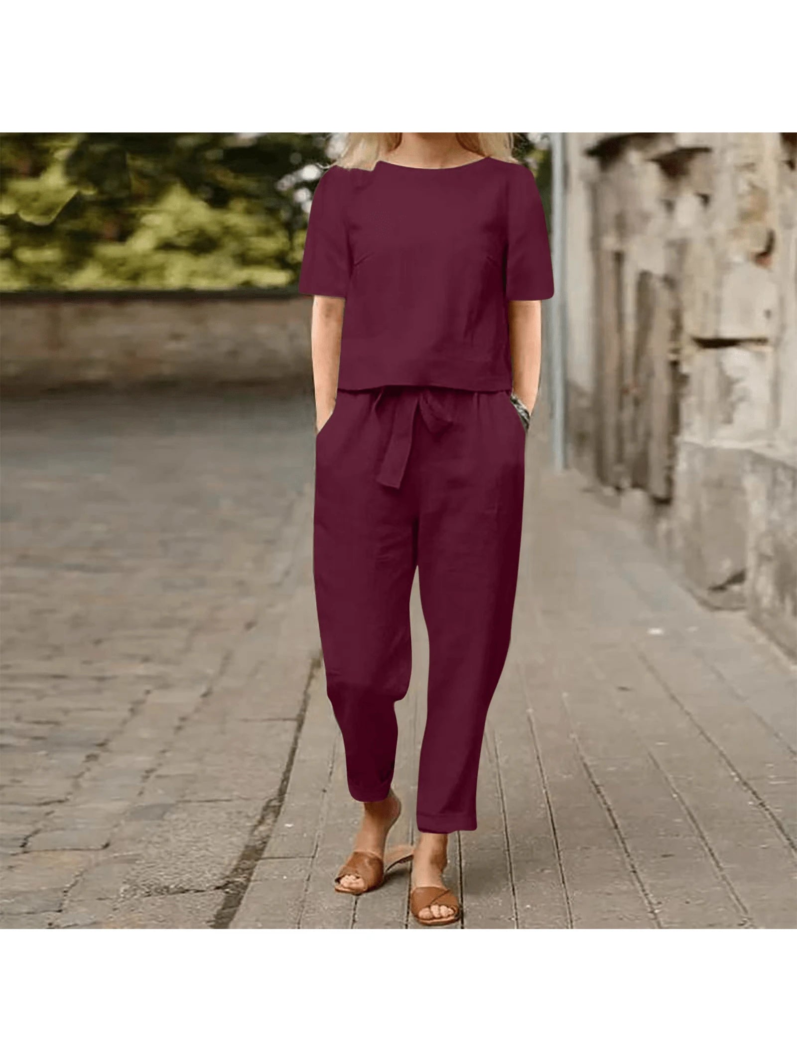 Conjunto Feminino de 2 peças com Camisa e Calça - Amelia