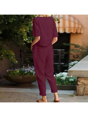 Conjunto Feminino de 2 peças com Camisa e Calça - Amelia