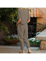 Conjunto Feminino de 2 peças com Camisa e Calça - Amelia