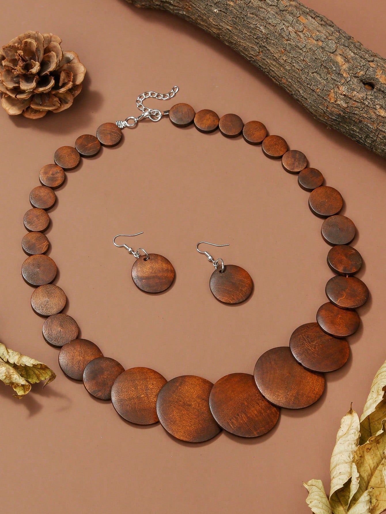 Conjunto de Joias 3 Peças Colar Redondo e Brincos em Estilo Boêmio - Eloise