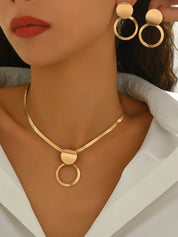Conjunto de Joias Feminina Minimalista com Colar e Brincos - Emanuele