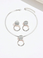 Conjunto de Joias Feminina Minimalista com Colar e Brincos - Emanuele