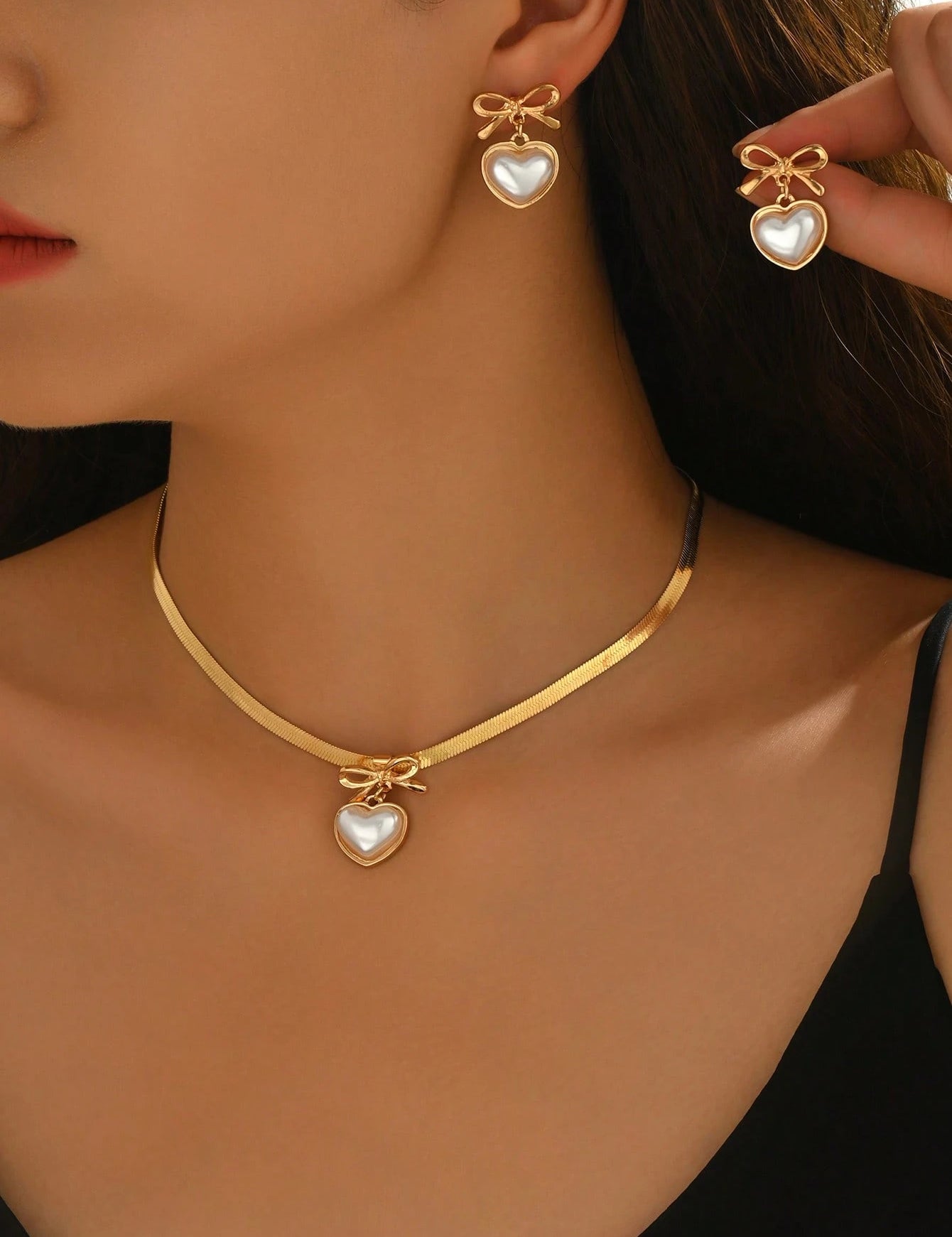 Conjunto de Joias de 3 Peças Feminino de Colar + Brincos - Francine