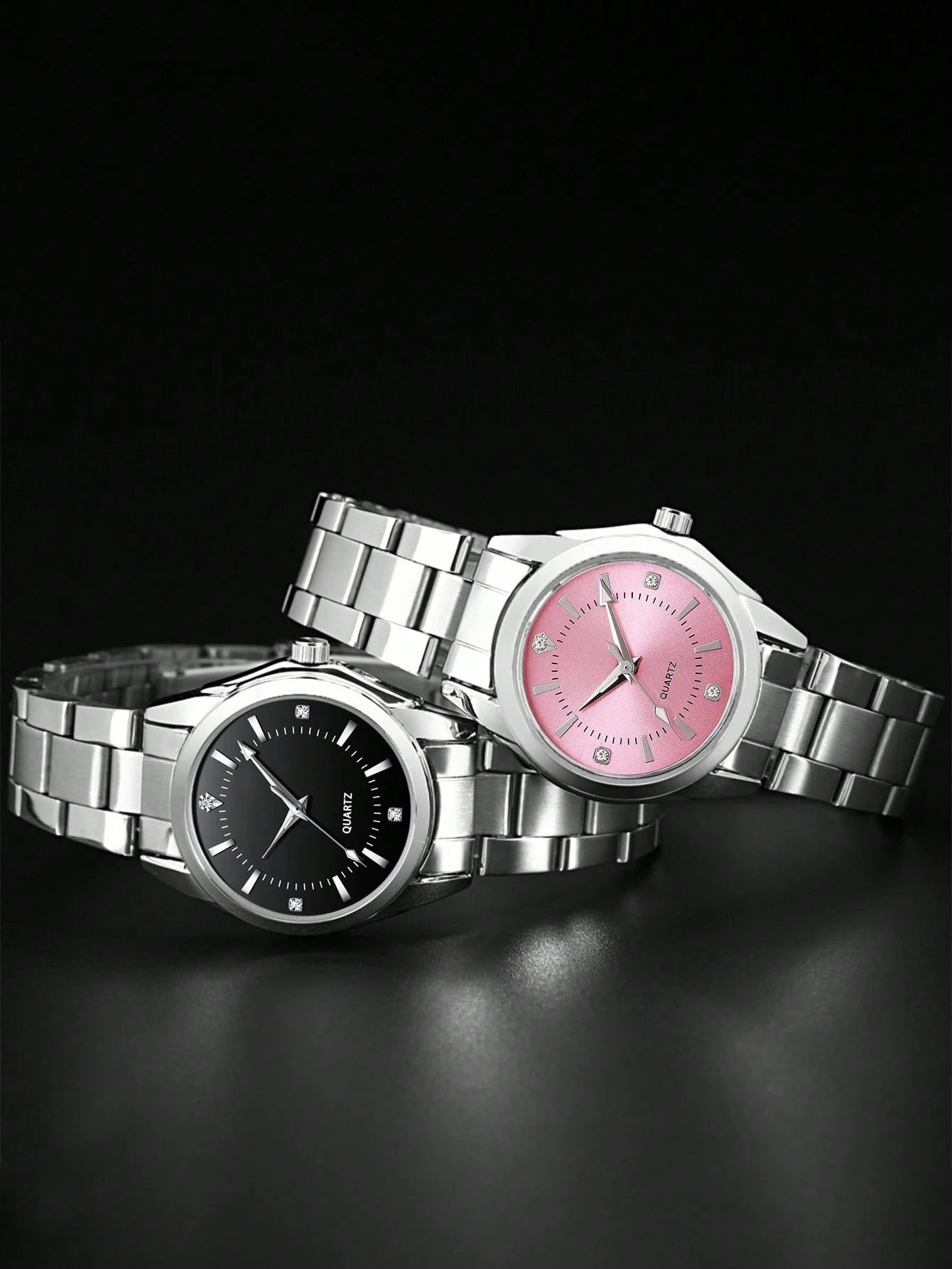Conjunto de Relógio Feminino 3 Peças de Quartzo Pequeno Mostrador de Zircônia - Violeta