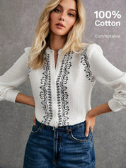 Camisa feminina de algodão Geórgia