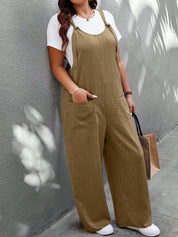 Macacão feminina com Bolsos Duplos Sem Camiseta plus size Dominique.
