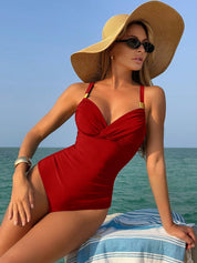 Maiô Feminino com Frente Cruzada e Detalhes em Metal - Shylei