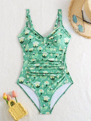 Maiô feminino com estampa floral e detalhe enrugado Nelly