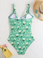 Maiô feminino com estampa floral e detalhe enrugado Nelly