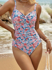 Maiô feminino com estampa floral e detalhe enrugado Nelly