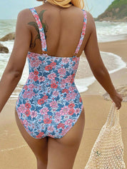 Maiô feminino com estampa floral e detalhe enrugado Nelly