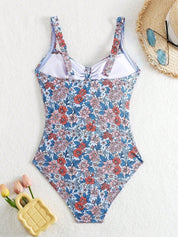 Maiô feminino com estampa floral e detalhe enrugado Nelly