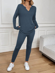 Conjunto Feminino canelado de calça e manga comprida  Beatriz.
