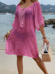 Saída Feminino de Praia Meia manga Nó na gola Patricia.