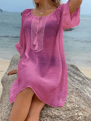 Saída Feminino de Praia Meia manga Nó na gola Patricia.