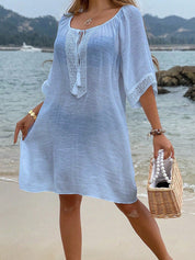 Saída Feminino de Praia Meia manga Nó na gola Patricia.